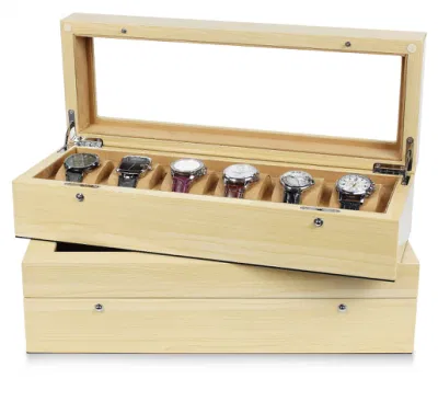 Современная упаковка, глянцевая однотонная ручная работа, деревянный замок для ключей, 6 слотов, роскошная деревянная коробка для подарка