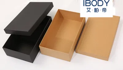 Горячая распродажа, коробка из крафт-бумаги, переработанная с использованием переработанных материалов, картонная крышка и базовая упаковочная коробка для одежды